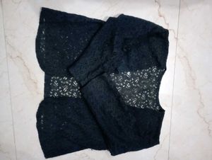 Beautiful Rose Pattern Black Fancy Shrug