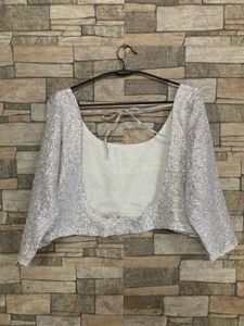 Sparkling Sequin backless blouse