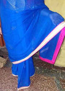 Elegant Royal Blue Saree with Border