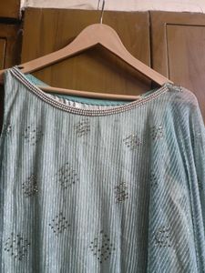 Embellished Ethnic Gown with One Side Long Cape
