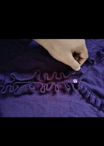 Purple Ruffle Knit Cardigan