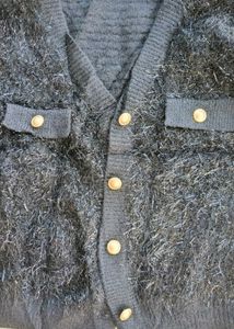 Fuzzy Black Cardigan