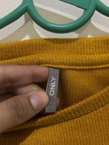 ONLY Mustard Yellow Cropped Long Sleeve Top