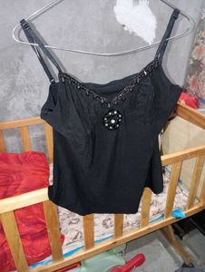 Black Embellished Camisole Top