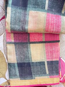 Checkered Sare - Pink &amp; Beige