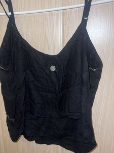 Embellished Black Cami Top