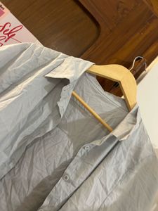 Light Blue Oversized Button-Up Shirt