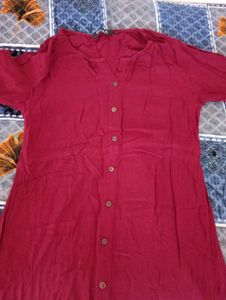 Maroon Button-Down Kurta