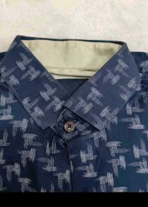 Casual Blue Printed Men's Shirt