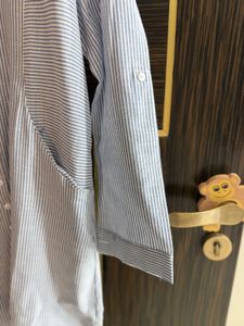 Striped Button-Up Tunic Top