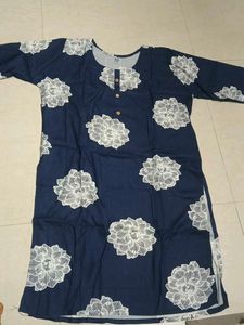 Stylish Navy Blue Floral Print Kurta