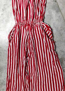 Red &amp; White Striped Jumpsuit