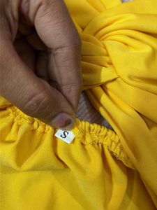 Vibrant Yellow Twist Front Crop Top