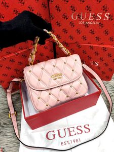GUESS* *TRIANA BLACK QUILTED FLAP SHOULDER BAG*