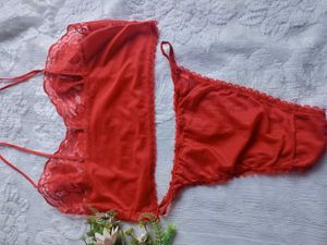 Lace Lingerie Set - Red