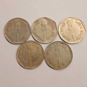 Set Of 5 One Rupee Small Farmers FAO Series Coins