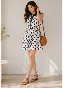 MAX Geometric Print Sleeveless Fit &amp; Flare Dress