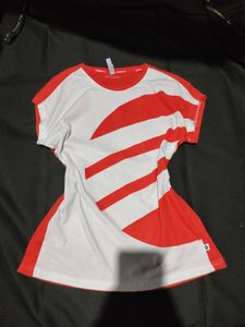 Adidas Red & White Striped T-Shirt