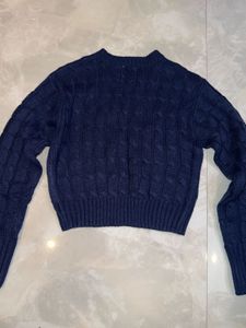 Cozy Blue Cable Knit Sweater