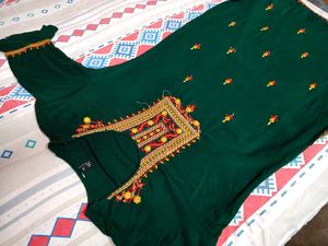 green embroidery kurti
