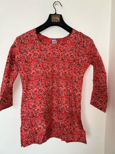 Vibrant Red Printed Corset Kurta
