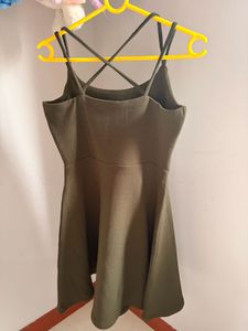 Olive Green Strappy Fit &amp; Flare Dress