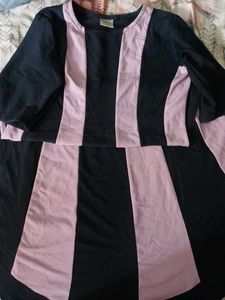 Black & Pink Striped Kurta
