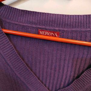 Merona Purple V-Neck Ribbed Sweater