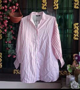 SHEEN Pink Striped Collared Shirt