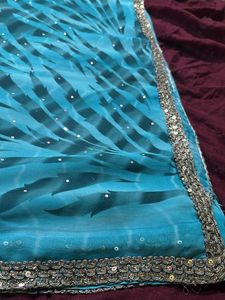 Stunning Blue Saree with Sequins