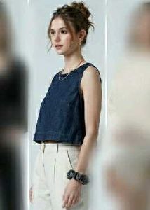 Sleeveless Denim Crop Top