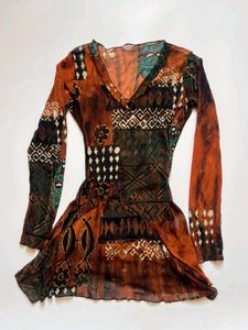 Boho Patchwork  mesh short dress
