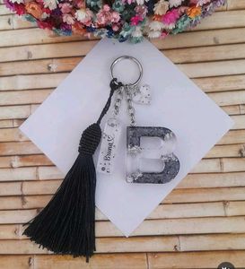 Custom Initial 'B' Keychain with Tassel