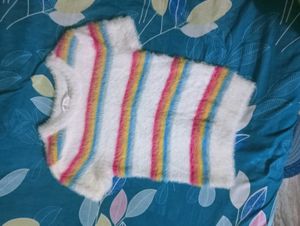 Fuzzy Striped Cropped Top