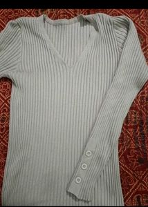 Ribbed Long Sleeve V-Neck bodycon