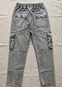 Grey Acid Wash Cargo Jeans