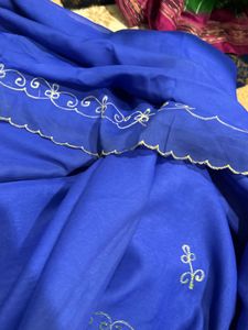 Luxury Royal Blu Saree | Elegant Handwork Detailin
