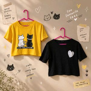 Cute cropped Graphic Tees (Set of 2)