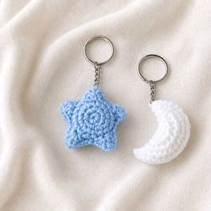 Crochet Moon &amp; Star Keychain Set