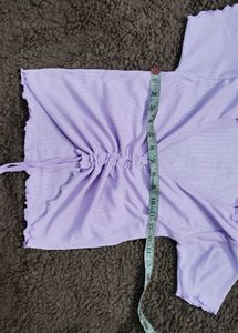 Purple Ruched Tie-Front Top