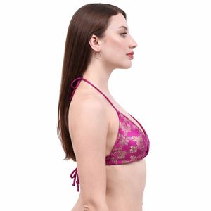 Vibrant Pink Brocade Halter Blouse