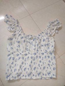 Floral Smocked Cropped Top