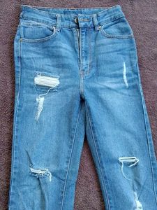 Stylish Distressed Blue Jeans
