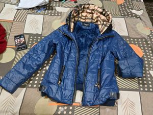 Stylish Blue Quilted Jacket hoody