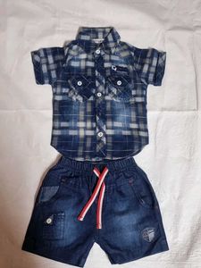 Boys Denim Shirt and Shorts Set