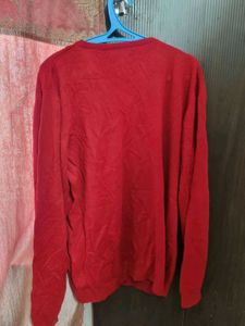 Men's Red V-Neck Sweater