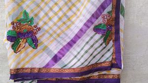 💜 Elegant Purple Border Leheriya Saree – Good Con