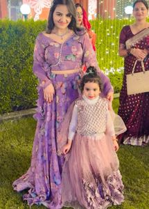Lavendar Designer Organza Festive Lehanga