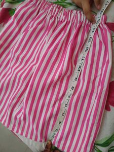 Cute Pink Striped Crop Top &amp; Skirt Set