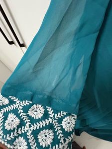 Elegant Teal Embroidered Ethnic Gown